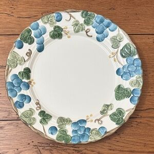 Metlox Hand Painted Plates with Sculpted Blue Grape Poppy Trail - Vintage